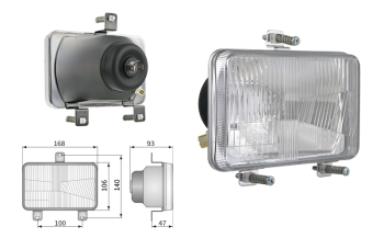 Element optyczny typu H4, rozstaw uchwytów 100x140 (światła: mijania, drogowe, pozycyjne)