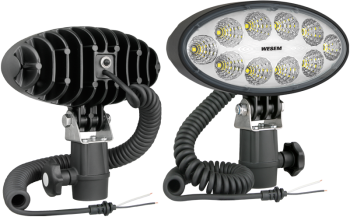 Lampa robocza z diodami LED, uchwytem CAR3, przewodem spiralnym i wyłącznikiem