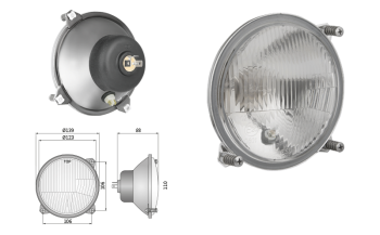 Reflektor przedni typu R2 - ruch prawostronny (światła: mijania, drogowe, pozycyjne)