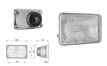 Element optyczny typu H4, rozstaw uchwytów 143x72 (światła: mijania, drogowe, pozycyjne)