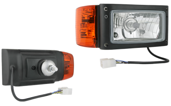 Reflektor przedni typu H4 z uchwytem tylnym, przewodem i złączem AMP - prawy