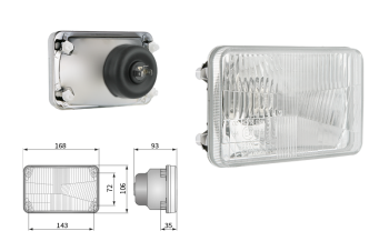 Element optyczny typu H4, rozstaw uchwytów 143x72 (światła: mijania, drogowe)