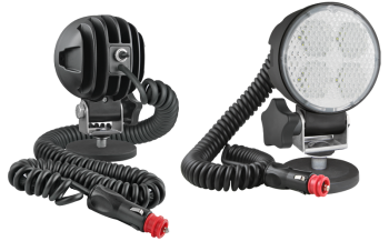 Lampa robocza z diodami LED, uchwytem magnetycznym, przewodem spiralnym i wyłącznikiem