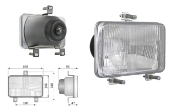 Element optyczny typu H4, rozstaw uchwytów 100x140 (światła: mijania, drogowe)