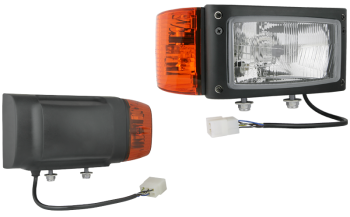 Reflektor przedni typu H4 z przewodem i złączem AMP - prawy