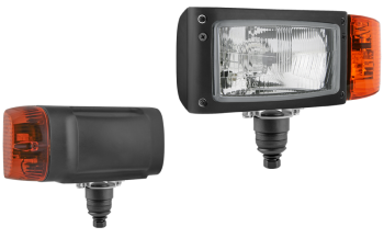 Reflektor przedni typu H4 z uchwytem dolnym i wbudowanym złączem DT04-6P - lewy