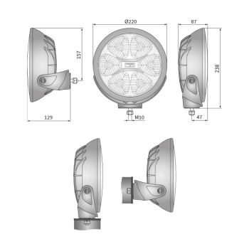 FERVOR 220 reflektory drogowe i pozycyjne LED BLACK SERIES