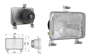 Element optyczny typu H4, rozstaw uchwytów 130x140 (światła: mijania, drogowe, pozycyjne)