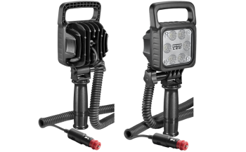 Lampa robocza z diodami LED, rękojeścią, przewodem spiralnym i wyłącznikiem