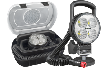 Lampa robocza z diodami LED, uchwytem magnetycznym, przewodem spiralnym i wyłącznikiem