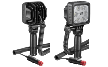 Lampa robocza z diodami LED, rękojeścią, przewodem spiralnym i wyłącznikiem