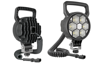 Lampa robocza z diodami LED, przewodem spiralnym i złączem AMP SuperSeal