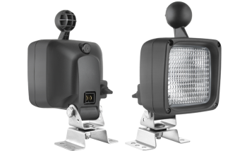 Halogenowa lampa robocza z uchwytem omega, wbudowanym złączem AMP Faston i wyłącznikiem