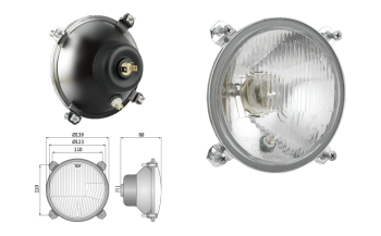 Reflektor przedni typu R2 - ruch lewostronny (światła: mijania, drogowe, pozycyjne)