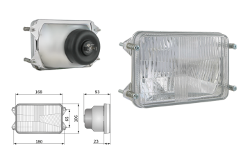 Element optyczny typu H4, rozstaw uchwytów 180x65 (światła: mijania, drogowe)