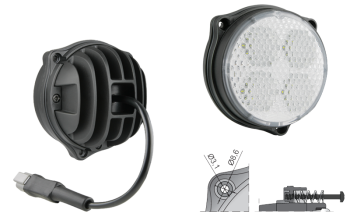 Lampa robocza z diodami LED, przewodem i złączem Deutsch DT04-2P (umocowanie pod 3 wkręty)