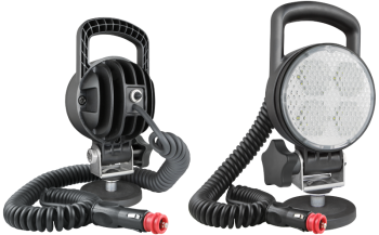 Lampa robocza z diodami LED, uchwytem magnetycznym, przewodem spiralnym i wyłącznikiem