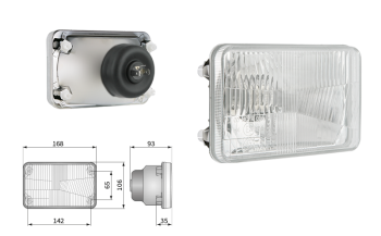 Element optyczny typu H4, rozstaw uchwytów 142x65 (światła: mijania, drogowe)