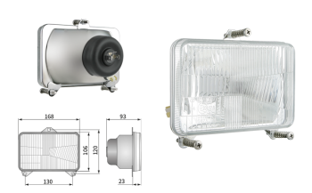 Element optyczny typu H4, rozstaw uchwytów 130x120 (światła: mijania, drogowe, pozycyjne)