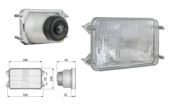 Element optyczny typu H4, rozstaw uchwytów 180x65 (światła: mijania, drogowe, pozycyjne)
