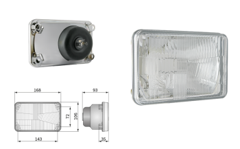 Element optyczny typu H4, rozstaw uchwytów 143x72 (światła: mijania, drogowe)