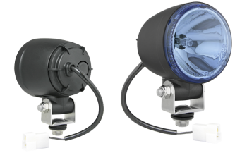 Drogowy reflektor halogenowy z przewodem i złączem AMP Faston - błękitny