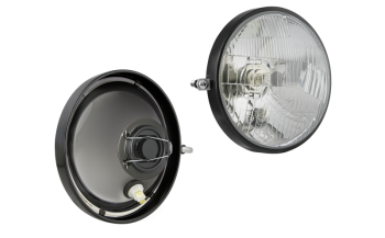 Element optyczny typu H4 z ramką metalową - lewy (światła: mijania, drogowe, pozycyjne)