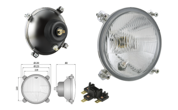 Reflektor przedni typu R2 - ruch prawostronny (światła: mijania, drogowe, pozycyjne)