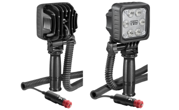 Lampa robocza z diodami LED, rękojeścią, przewodem spiralnym i wyłącznikiem