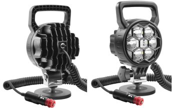 Lampa robocza z diodami LED, uchwytem magnetycznym, przewodem spiralnym i wyłącznikiem