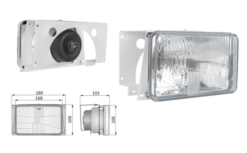 Reflektor przedni typu H4, rozstaw uchwytów 150x90 (światła: mijania, drogowe)