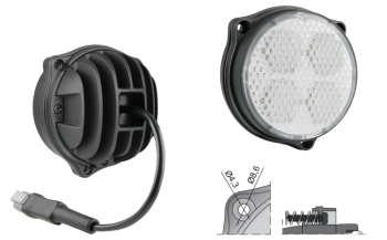 Lampa robocza z diodami LED, przewodem i złączem Deutsch DT04-2P (umocowanie pod 3 śruby)