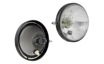 Element optyczny typu R2 z ramką metalową - lewy (światła: mijania, drogowe, pozycyjne)