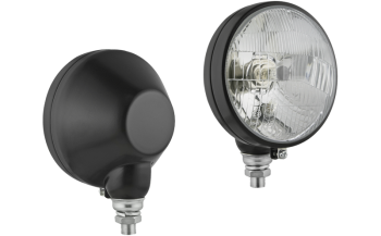 Reflektor przedni typu H4 w obudowie metalowej - stojący (światła: mijania, drogowe, pozycyjne)