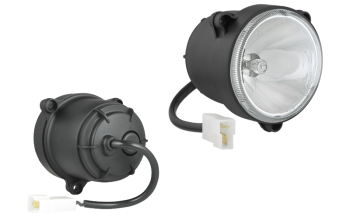 Drogowy reflektor halogenowy (umocowanie pod 3 nakrętki) z przewodem i złączem AMP Faston