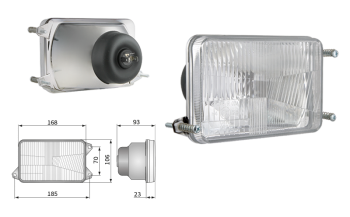 Element optyczny typu H4, rozstaw uchwytów 185x70 (światła: mijania, drogowe)