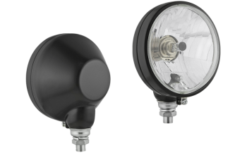 Reflektor przedni typu H4/R2 w obudowie metalowej - stojący (światła: mijania, drogowe, pozycyjne)