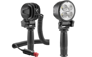 Lampa robocza z diodami LED, rękojeścią, przewodem spiralnym i wyłącznikiem