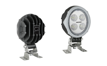 Lampa robocza z diodami LED, uchwytem omega i wbudowanym złączem AMP SuperSeal